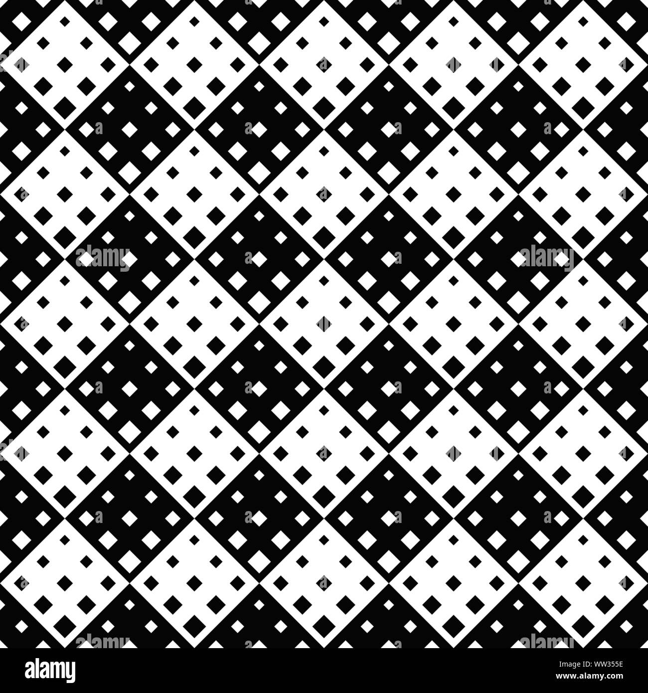 Abstract square pattern background - black and white vector graphic