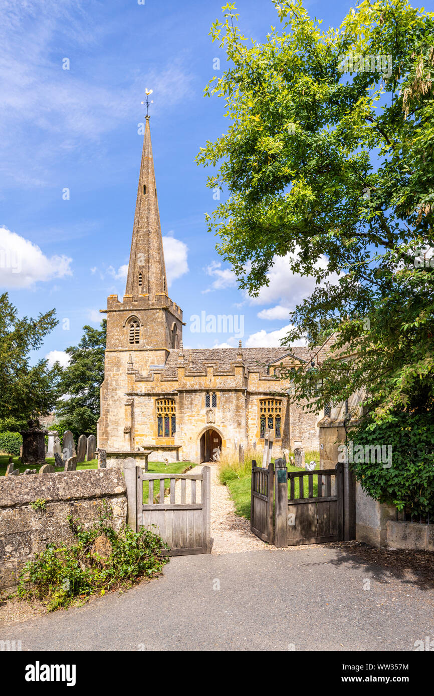 The church of St Michael and All Angels in the Cotswold village of Stanton, Gloucestershire UK Stock Photo
