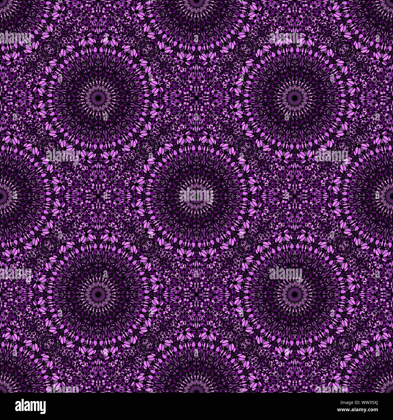 Oriental dark geometrical gravel mandala ornament pattern art - violet abstract bohemian spiritual seamless vector background illustration Stock Vector