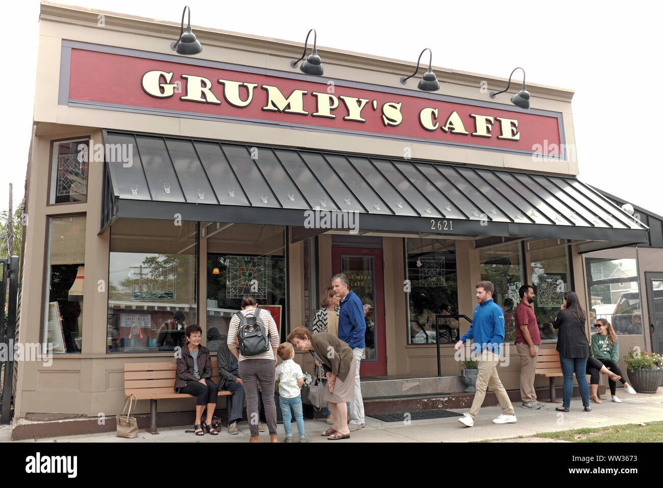 Grumpy's Cafe is a popular diner, known for its brunch, in the hipster neighborhood of Tremont in Cleveland, Ohio, USA. Stock Photo