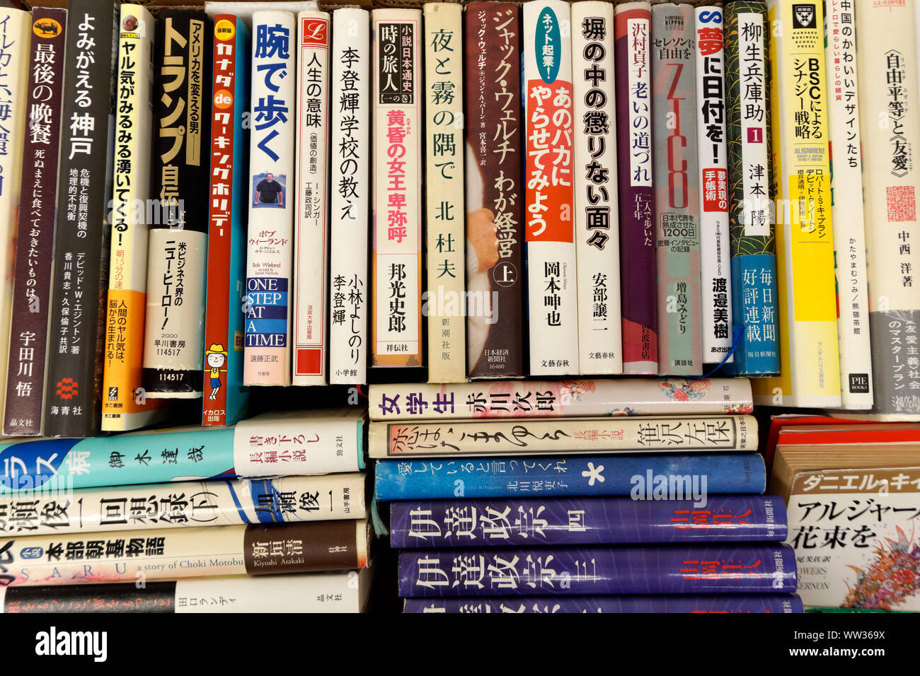 Japanese language books for sale at the 2019 Nikkei Matsuri festival, Nikkei Cultural Centre, Burnaby, Vancouver, BC, Canada Stock Photo