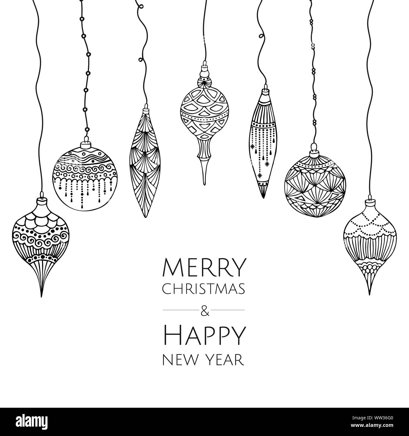 Merry Christmas and Happy New Year. Xmas background with balls Stock ...
