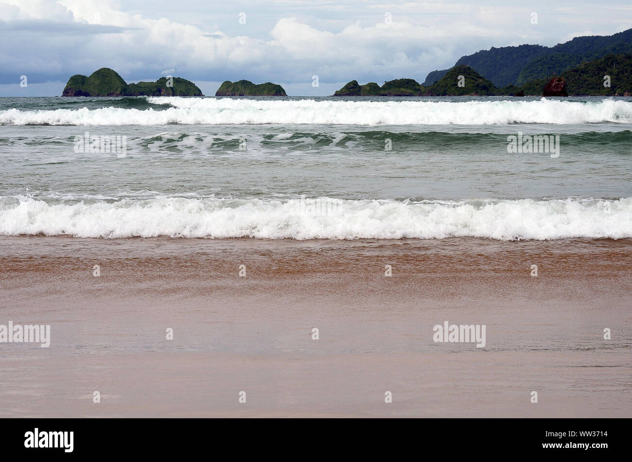 waves on the beach in east java, indonesia Stock Photo