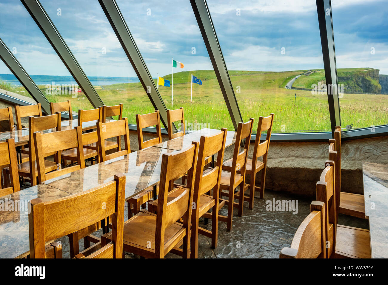 Cafe inside the Visitor Center at Cliffs of Moher Ireland Stock Photo