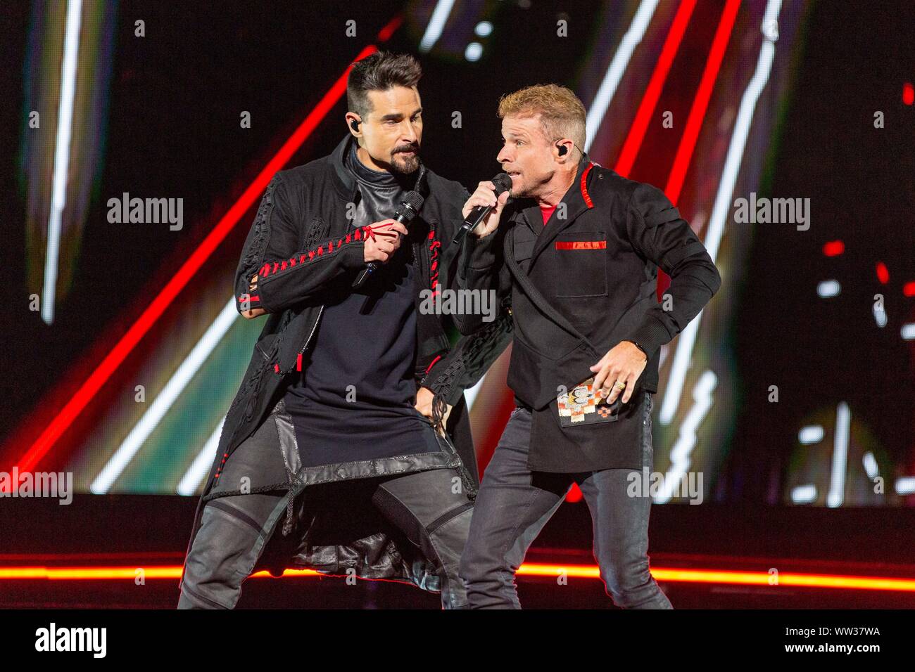 September 11, 2019, Milwaukee, Wisconsin, U.S: KEVIN RICHARDSON and BRIAN  LITTRELL of Backstreet Boys during the DNA World Tour at Fiserv Forum in  Milwaukee, Wisconsin (Credit Image: © Daniel DeSlover/ZUMA Wire Stock