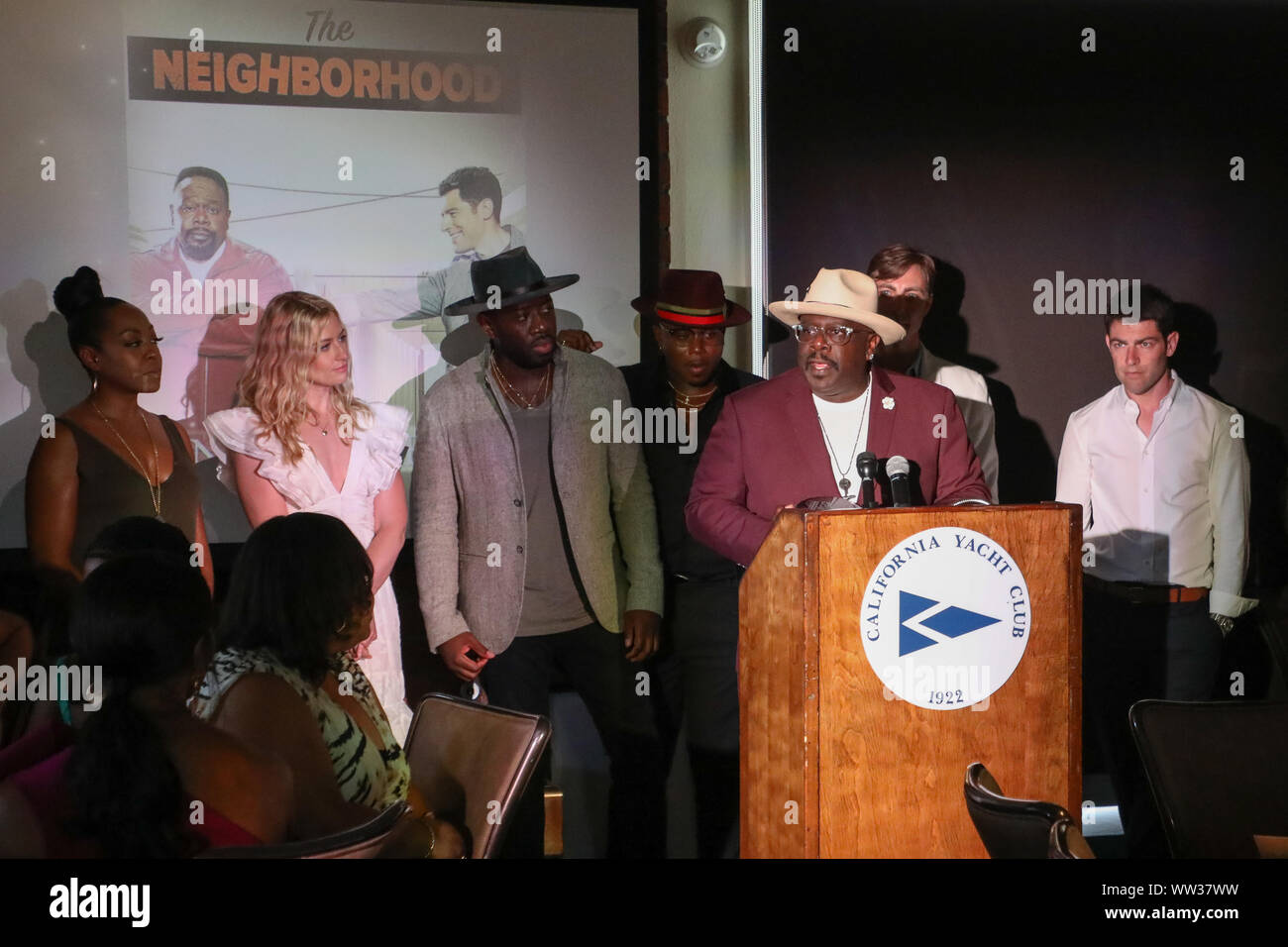 African American Film Critics Association (AAFCA) TV Honors Awards at the California Yacht Club in Marina Del Rey, California on August 11, 2019.  This was the launch of their first awards ceremony honoring those in television. Featuring: Tichina Arnold, Beth Behrs, Marcel Spears, Sheaun McKinney, Cedric the Entertainer, Jim Reynolds, Max Greenfield Where: Los Angeles, California, United States When: 11 Aug 2019 Credit: Sheri Determan/WENN.com Stock Photo