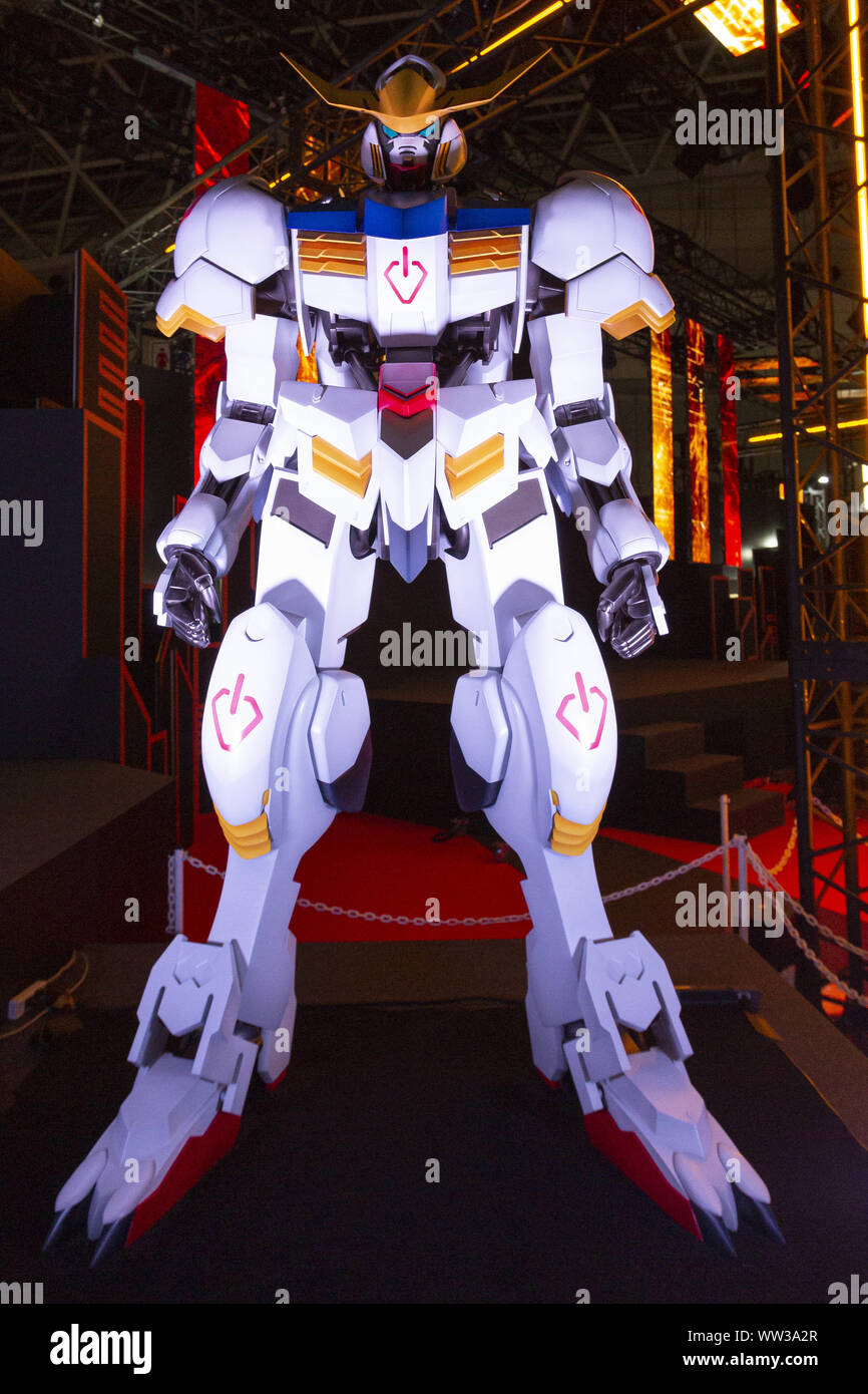 Chiba, Japan. 12th Sep, 2019. A Gundam robot on display at Tokyo Game Show  (TGS) 2019 in Makuhari Messe. The event introduces new technologies such as  5G network and new video games