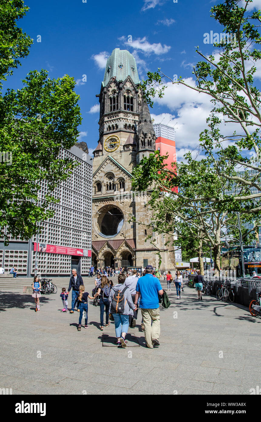 The Kaiser Wilhelm Memorial Church, mostly just known as Gedächtniskirche is a Protestant church is affiliated with the Evangelical Church in Berlin. Stock Photo