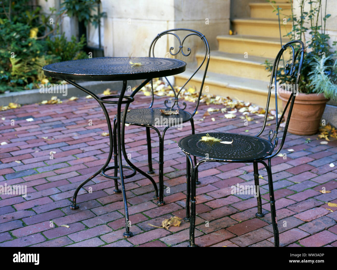 Back Bay Boston patio scene Stock Photo Alamy