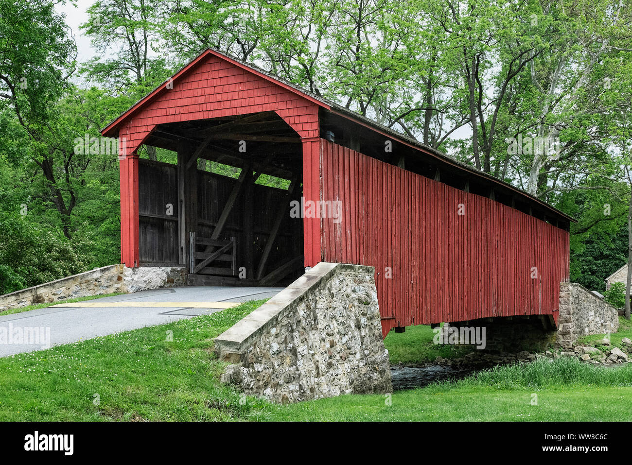 The Pool Forge Covered Bridge, Lancaster County, Pennsylvania, USA. Stock Photo