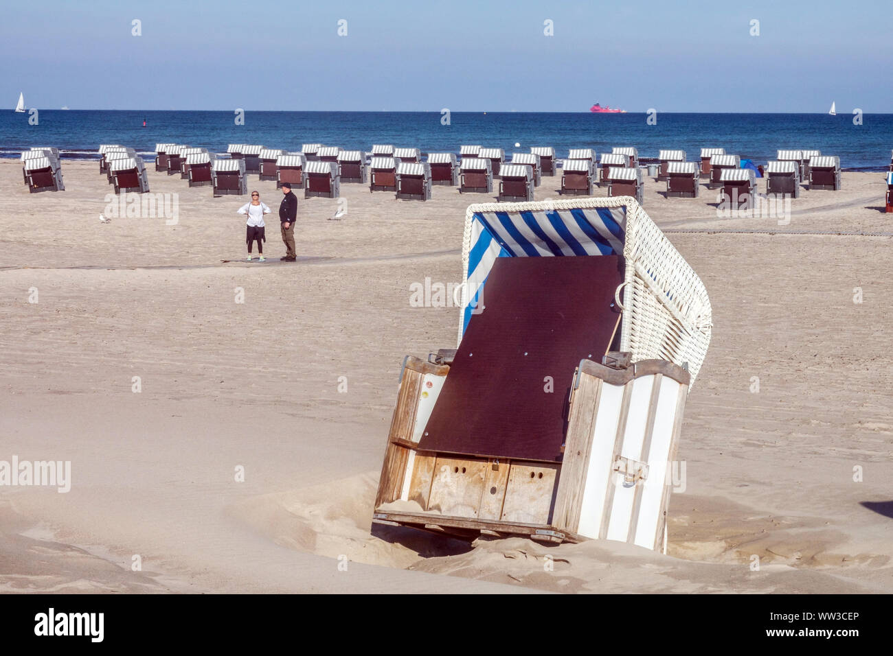Germany Warnemunde beach chair, Baltic Sea Stock Photo