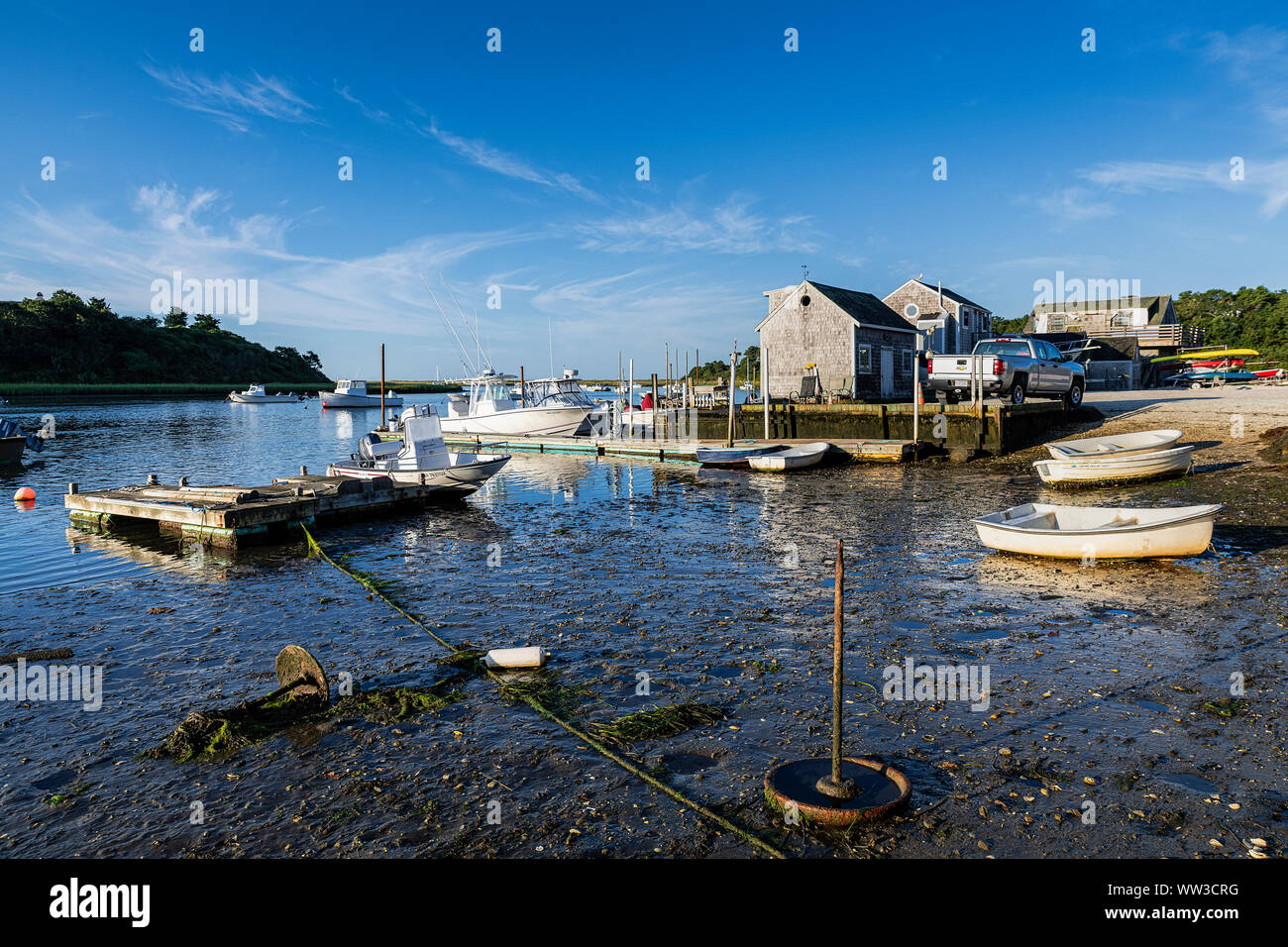 Oyster River boat landing, Chatham, Cape Cod, Massachusetts, USA. Stock Photo