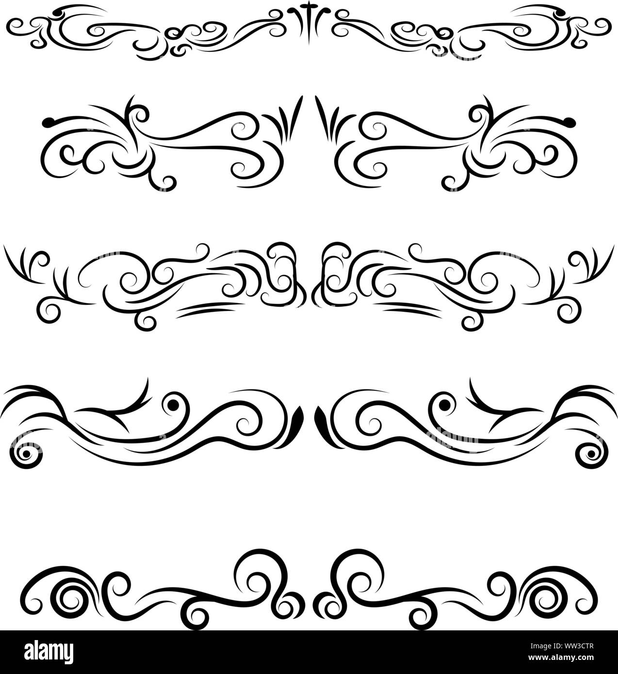 Hand Drawn Decorative Dividers And Borders Vector Set Creative