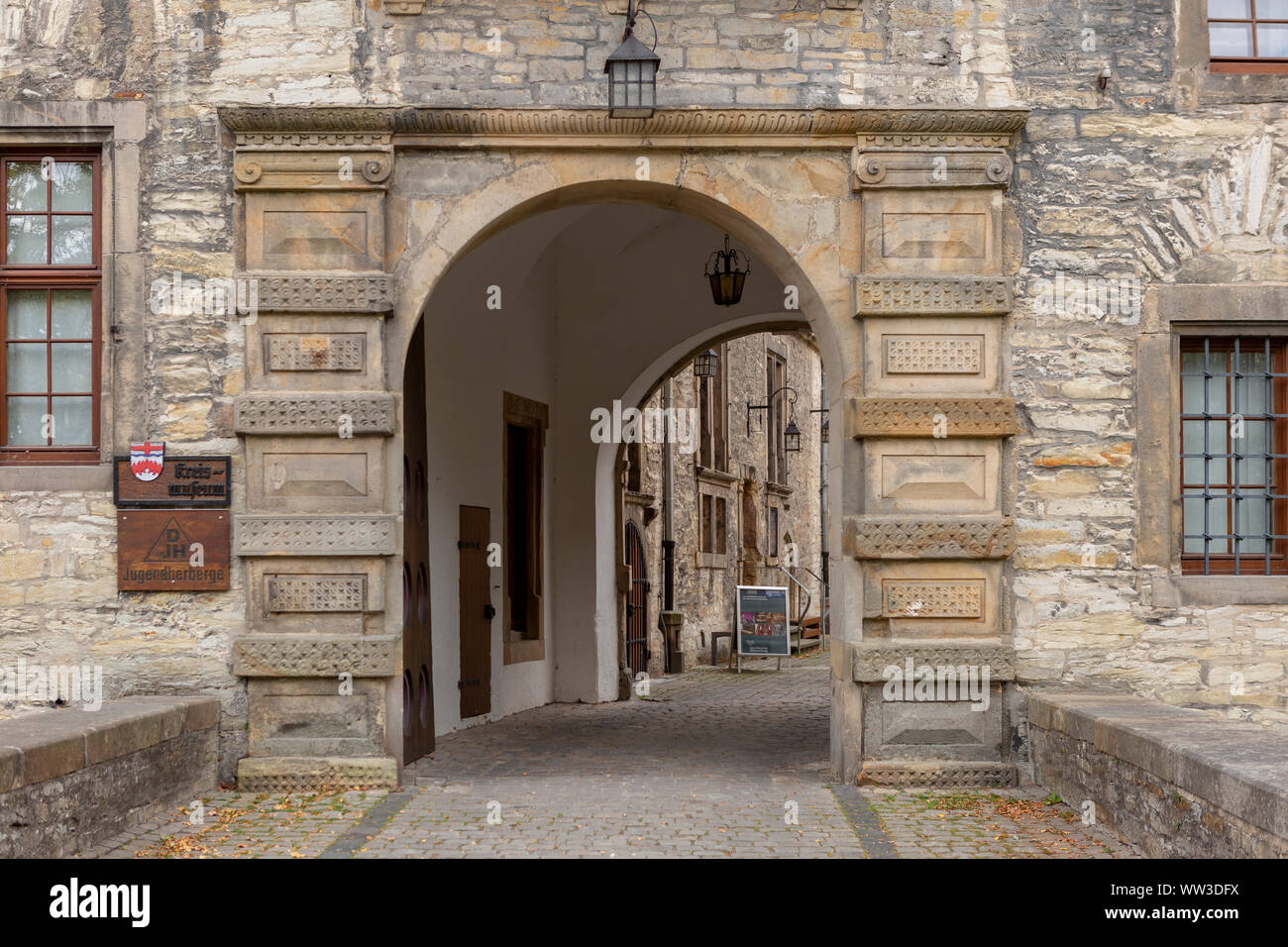 Architectural detail of the main access portal to the courtyard of the Wewelsburg castle with brick construction Stock Photo