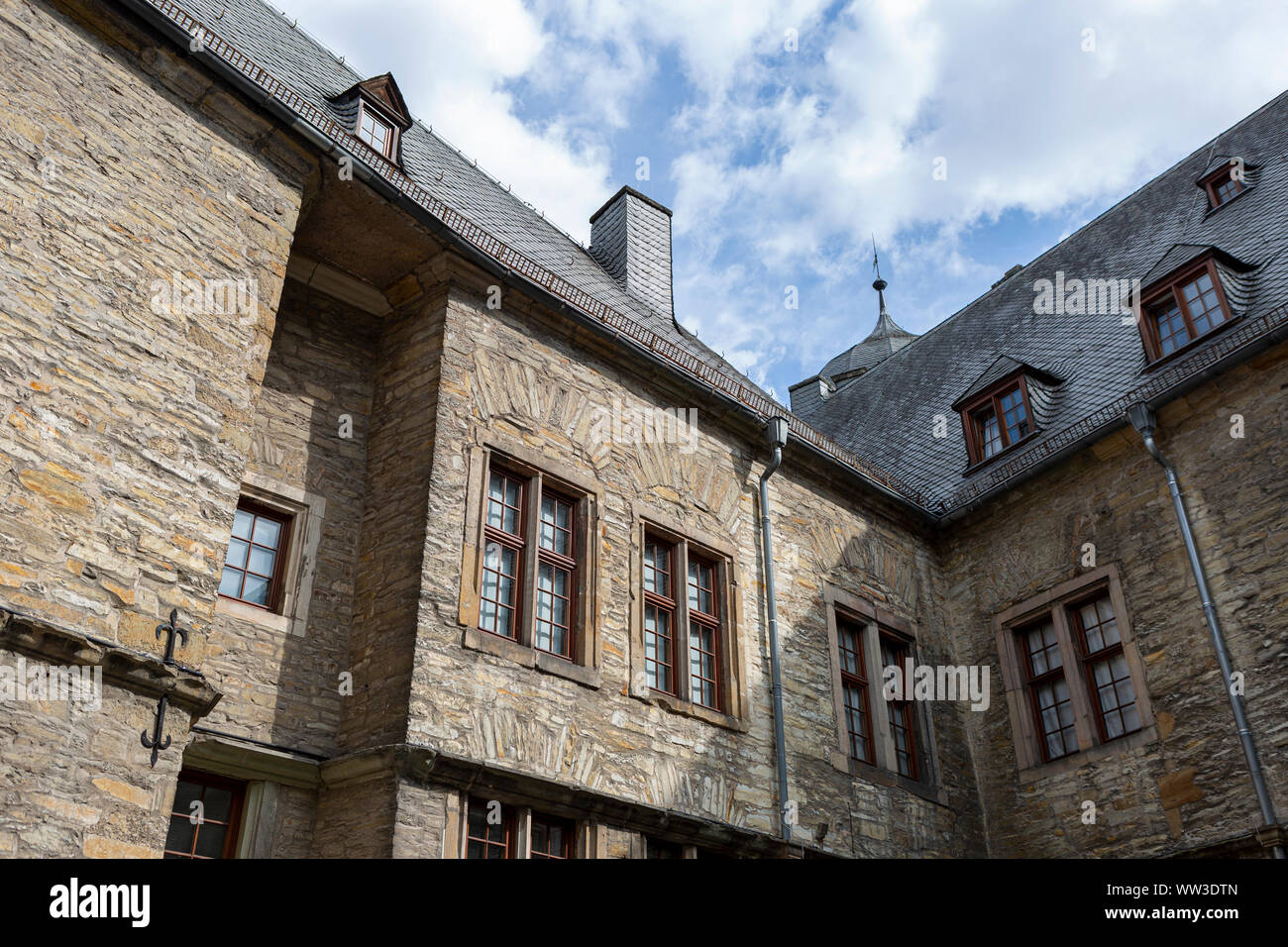Architectural detail of the courtyard of the Wewelsburg castle with brick construction Stock Photo