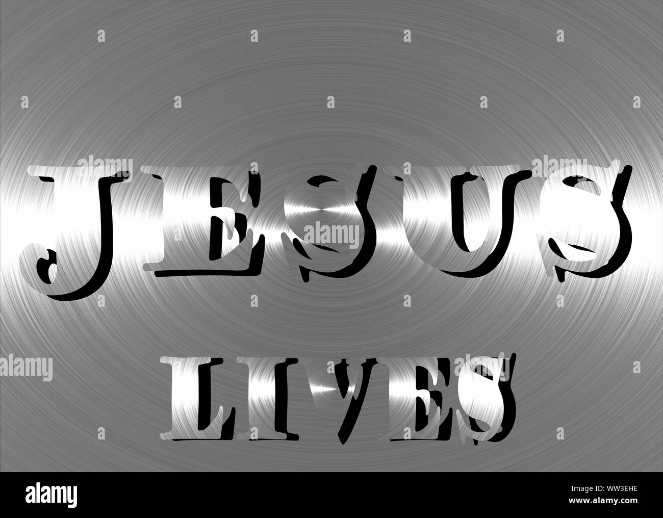 Jesus lives, Jesus saves and the icthus fish the sign for believers Stock Photo