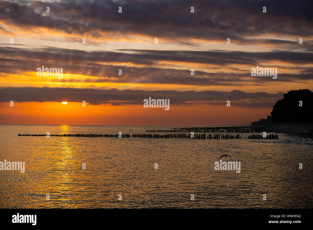 sunset over the sea - evening landscape Stock Photo