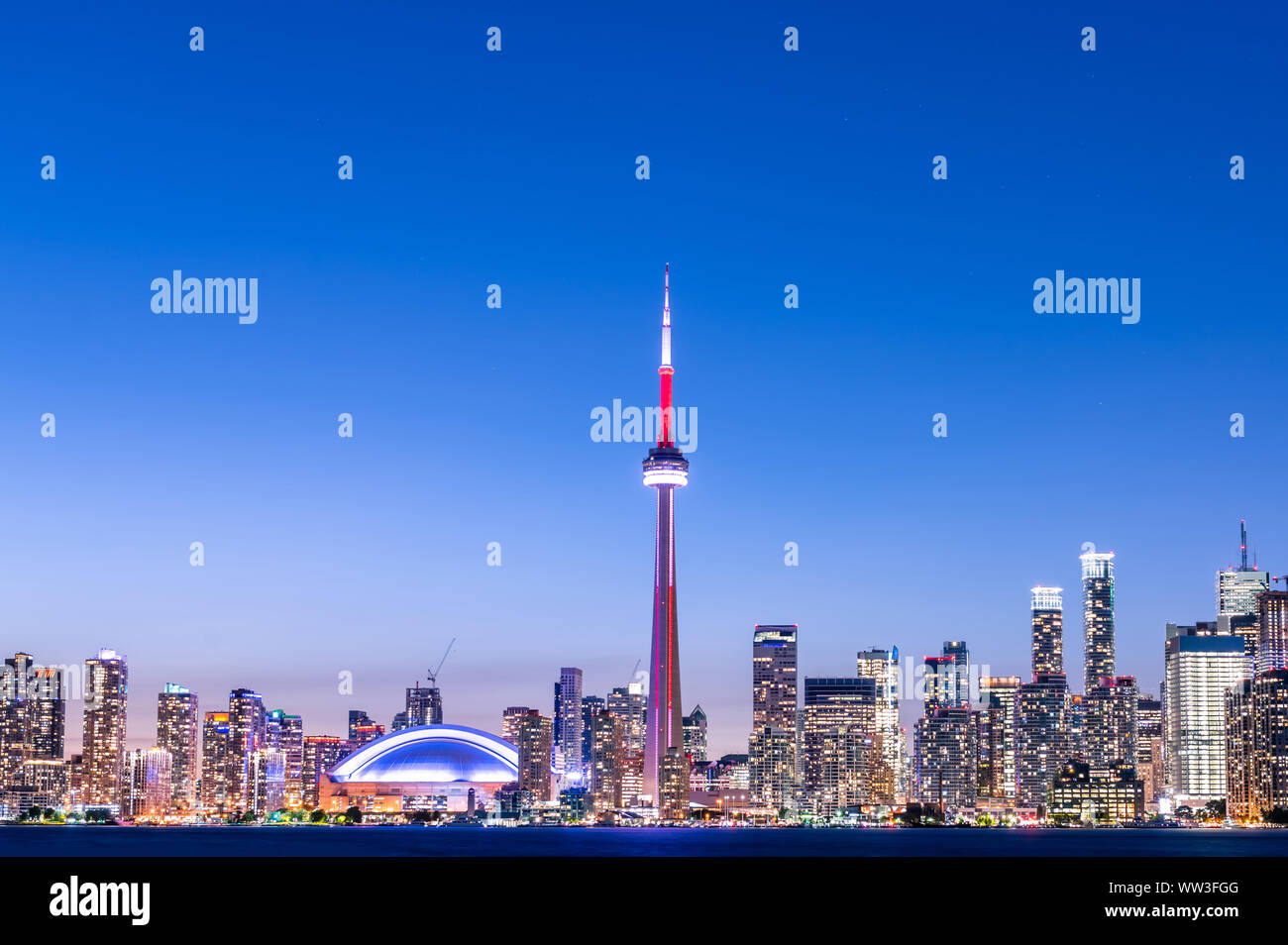 Toronto city view and skyline at night, Ontario, Canada Stock Photo