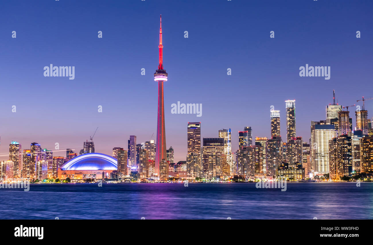 Toronto city view and skyline at night, Ontario, Canada Stock Photo