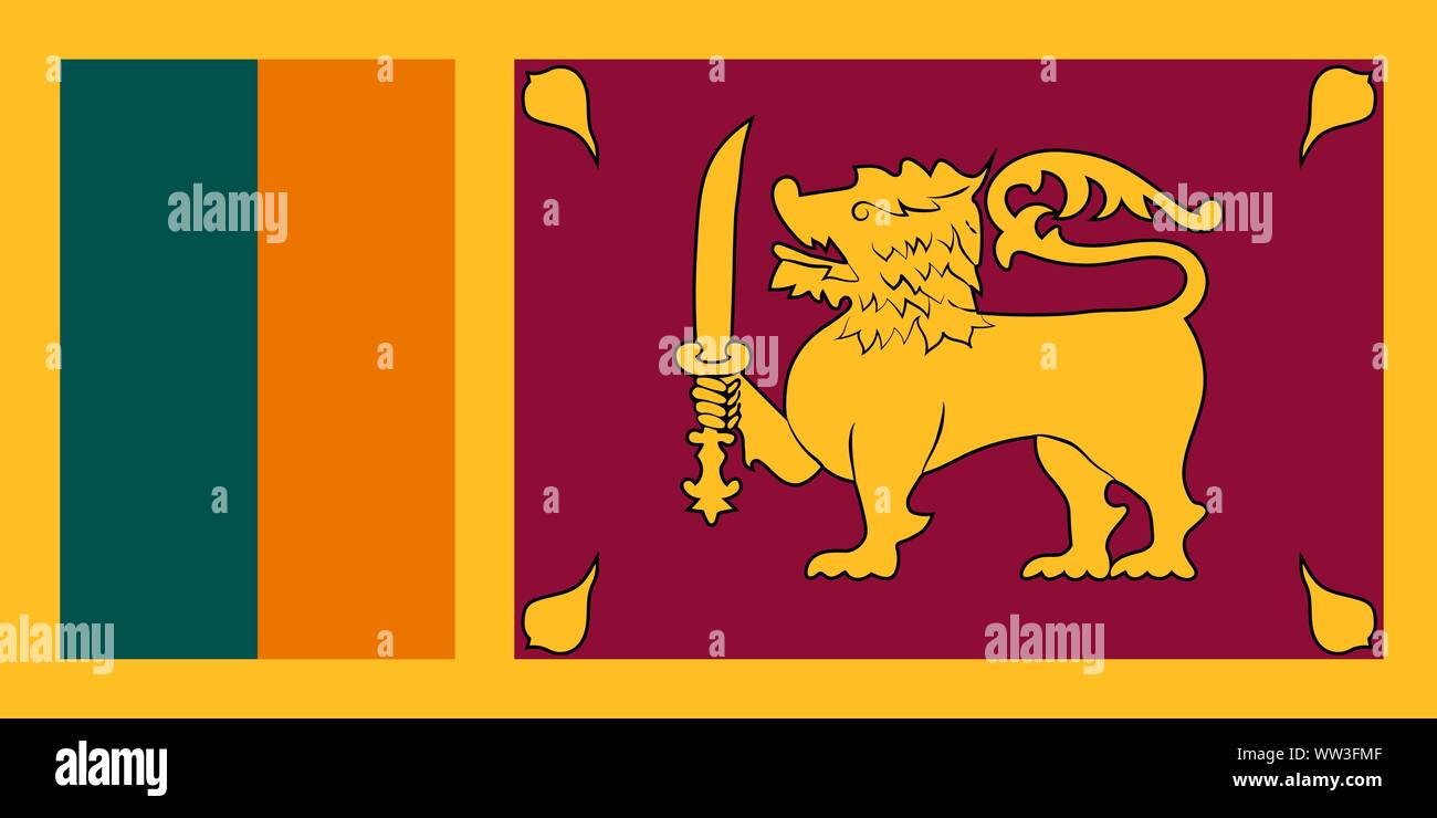 Vector flag of Sri Lanka. Eps 10 Vector illustration. Colombo Stock Vector