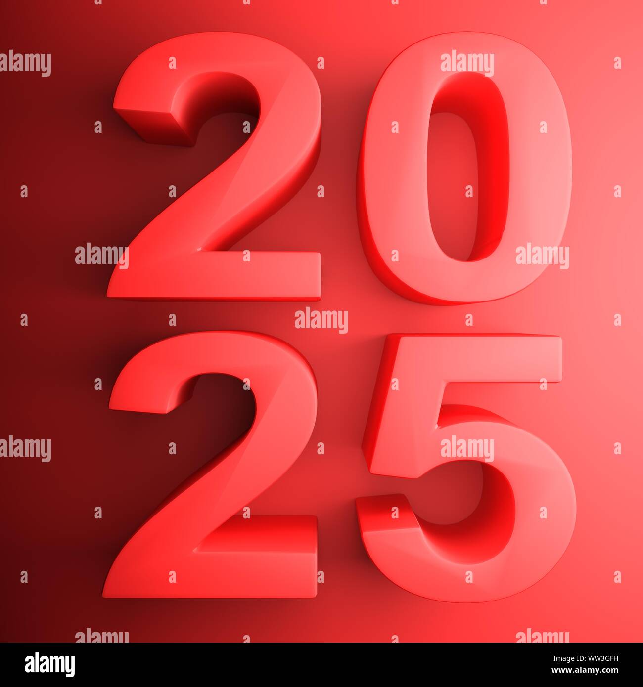 2025 red square icon 3D rendering illustration Stock Photo Alamy