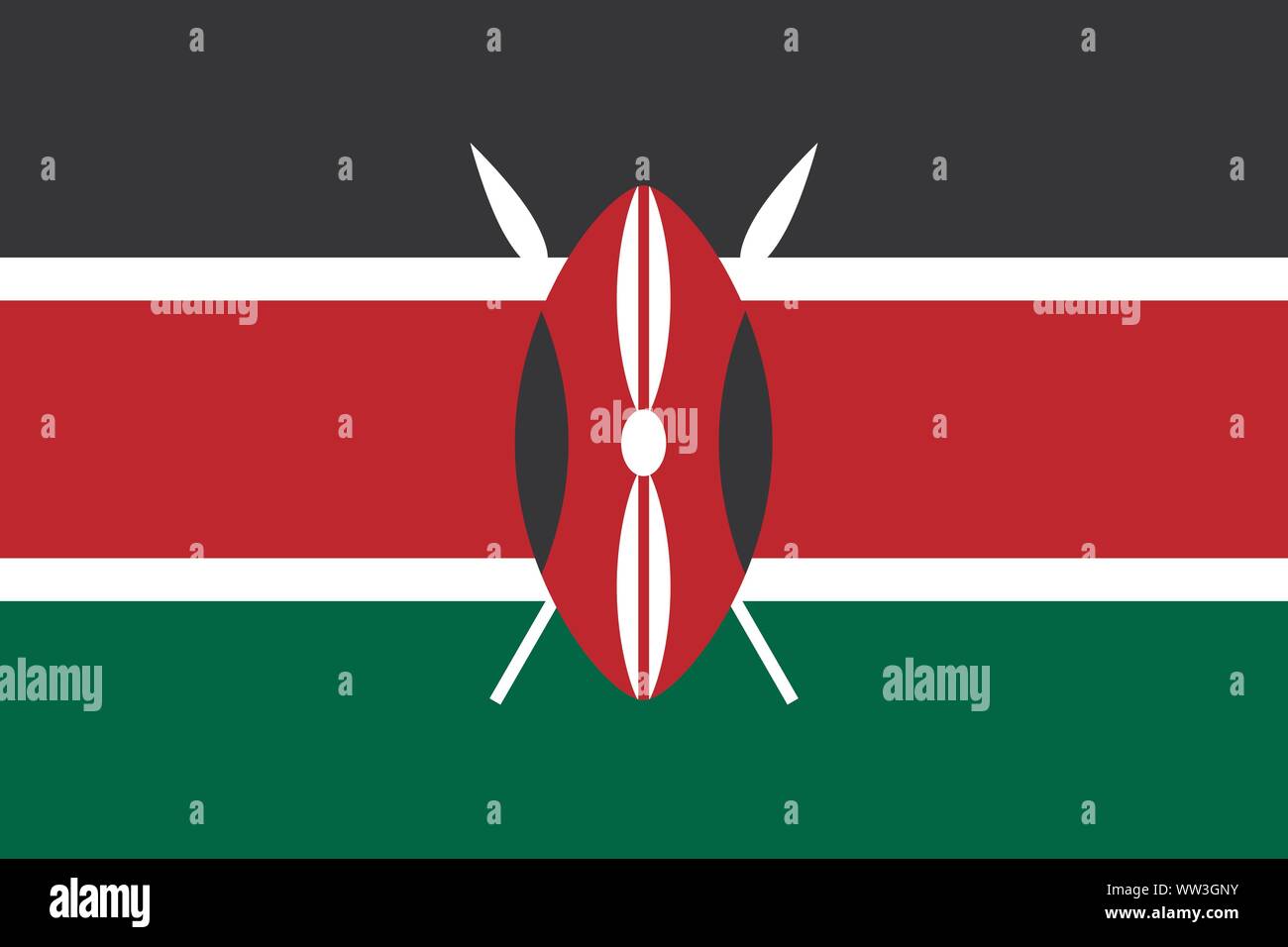 Flag of Kenya .Kenya vector flag. National symbol of Kenya Stock Vector