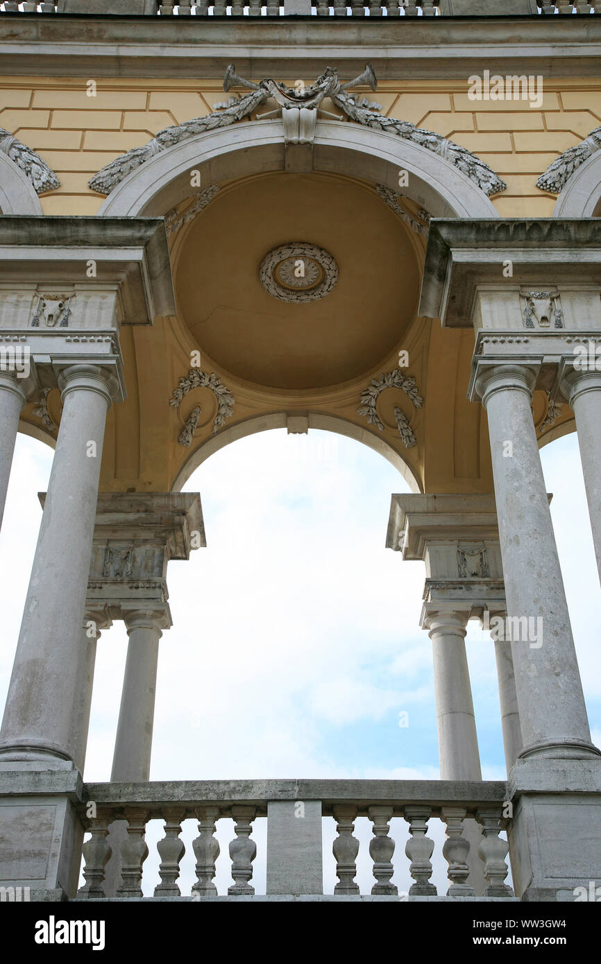 Architectural detail of the Gloriette in the park of Schoenbrunn palace in Vienna in Austria Stock Photo