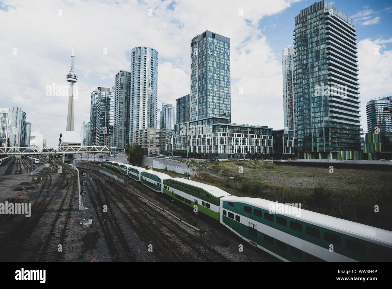 Toronto city skyline and Union train station in Toronto, Canada Stock Photo