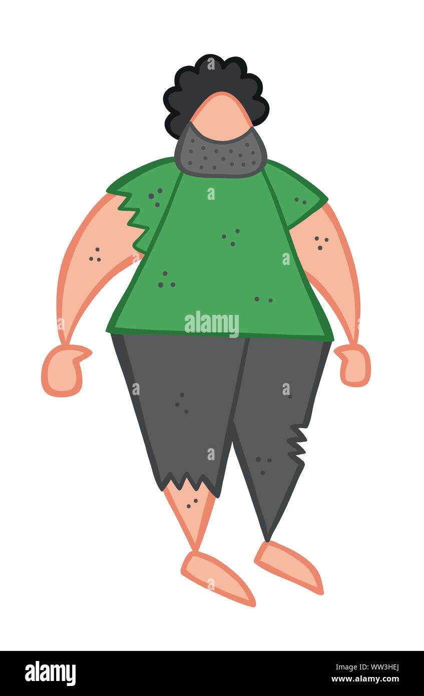 Vector Illustration Homeless Man Hand Drawn Colored Outlines Stock Vector Image Art Alamy