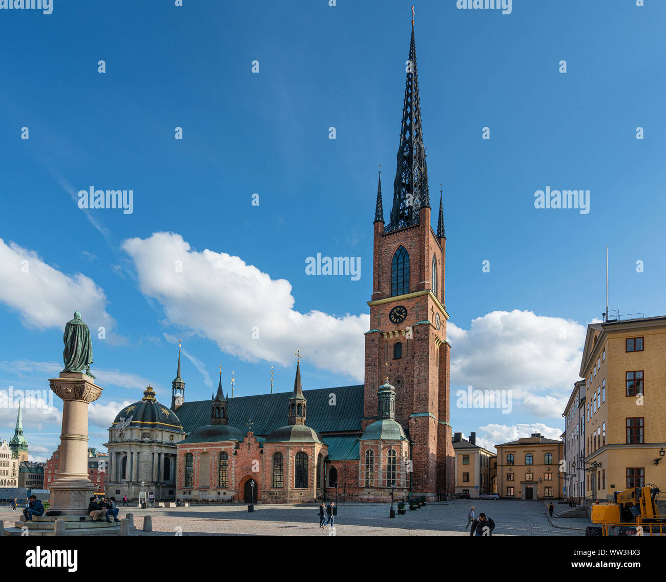 Stockholm, Sweden. September 2019.   panoramic view of Riddarholmen Church in Gamla Stan island Stock Photo