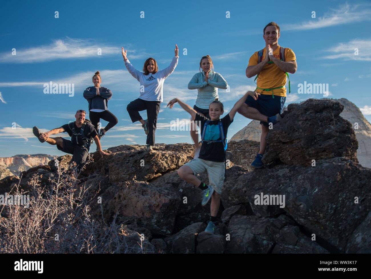 Family fun together in the spring and  winter. Stock Photo