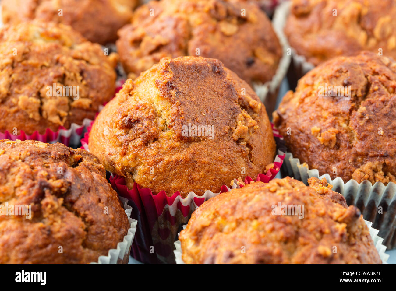 Banana and peanut butter muffins Stock Photo