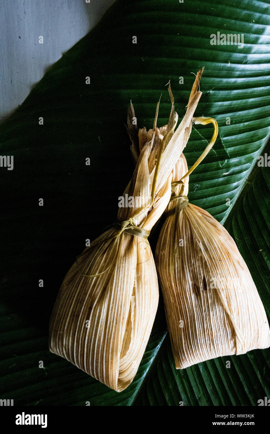Chuchitos (Guatemalan Tamales) on Banana Leaf Stock Photo Alamy