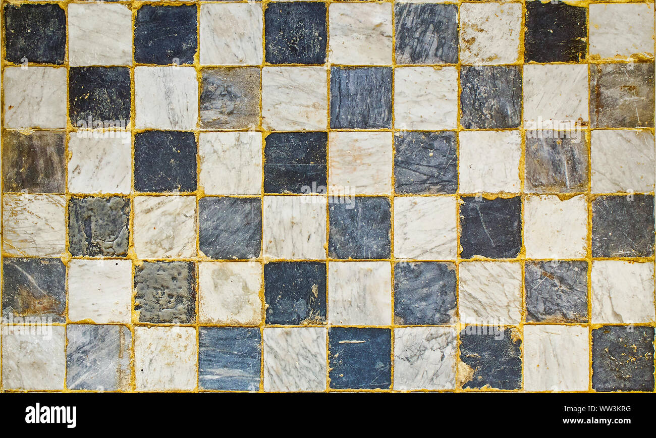 Black and white checkerboard pattern floor background. Stock Photo