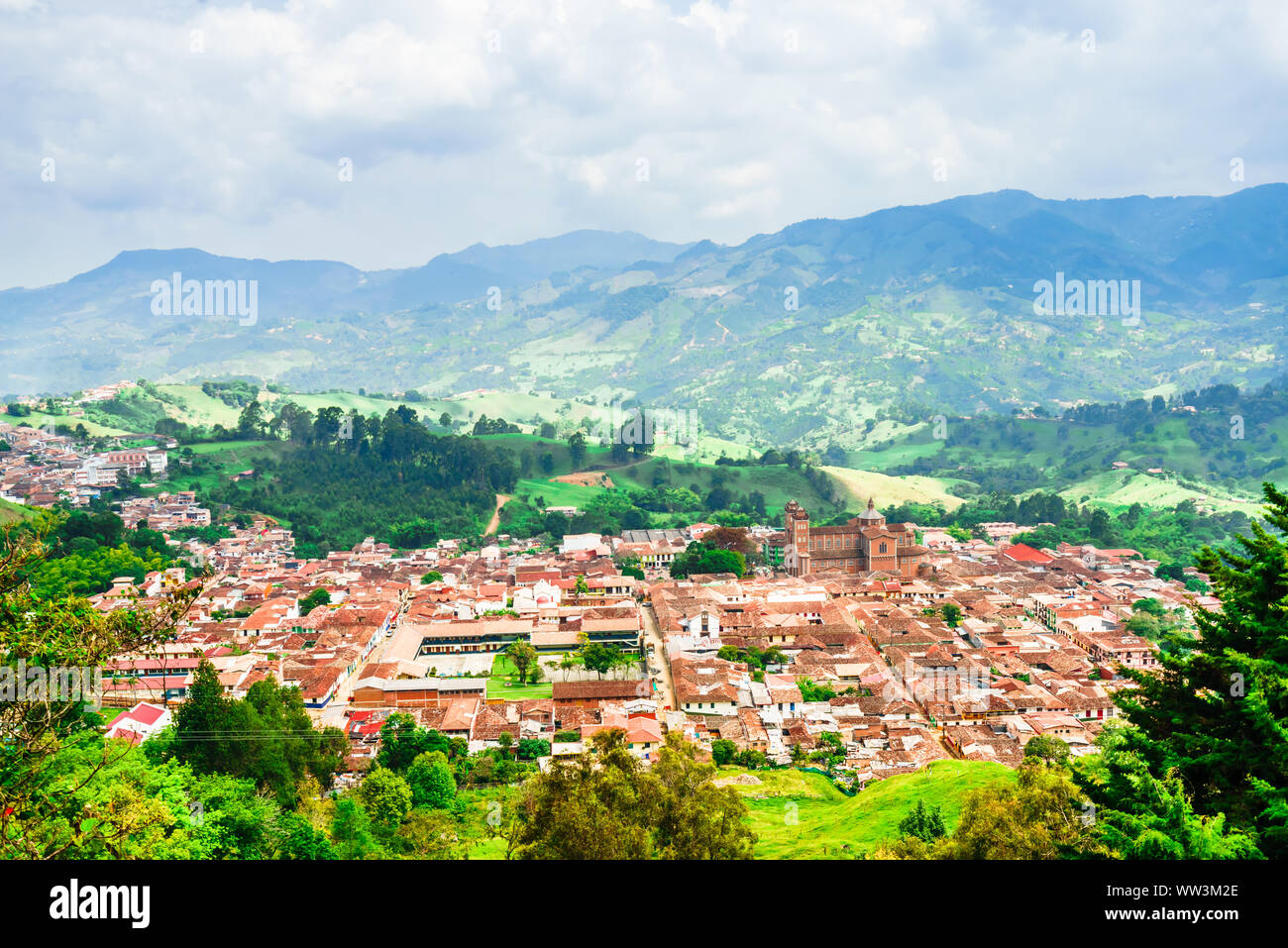 View on aerial view of village Jerico antioquia, Colombia Stock Photo
