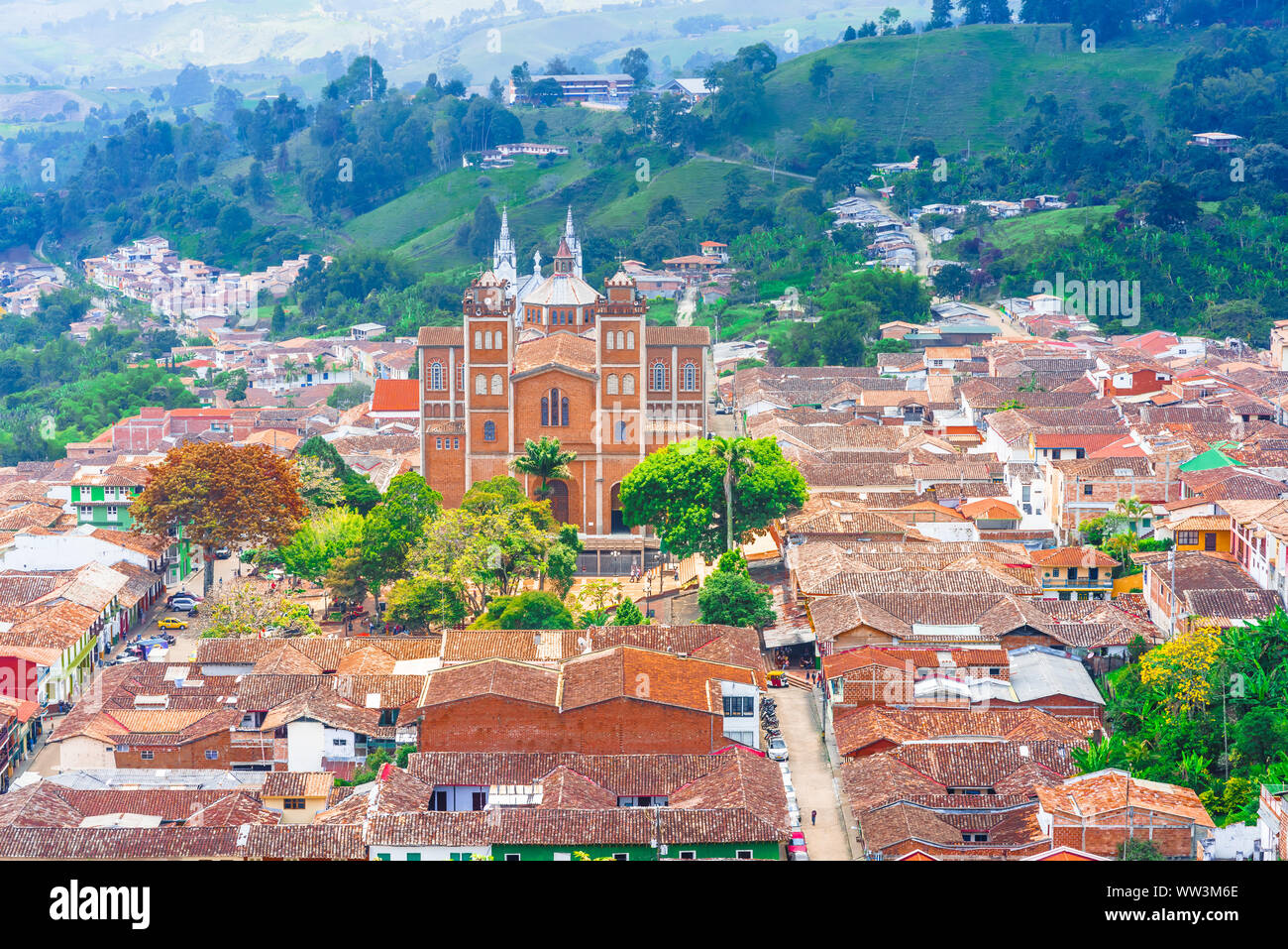 View on aerial view of village Jerico antioquia, Colombia Stock Photo