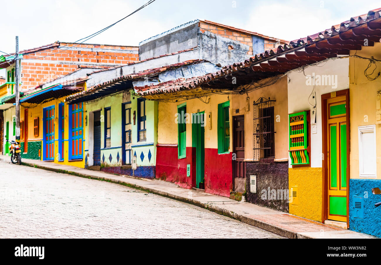 View on Jerico, Colombia, Antioquia, streets of the colonial city, located in the southwest of Antioquia, Colombia Stock Photo