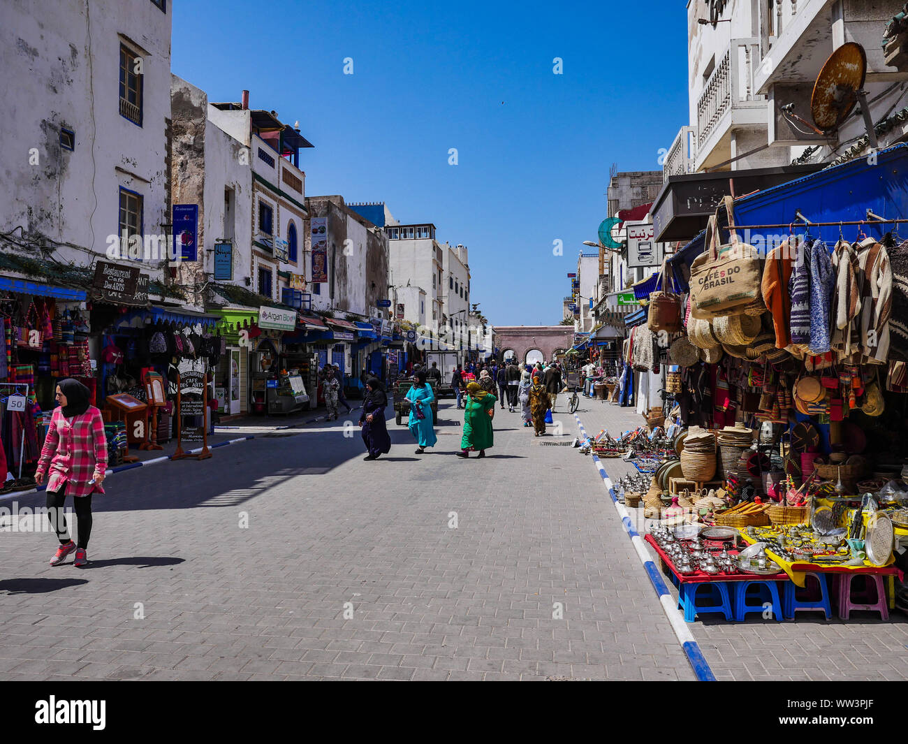 Morocco Essaouira beautiful blue Street Market Stock Photo