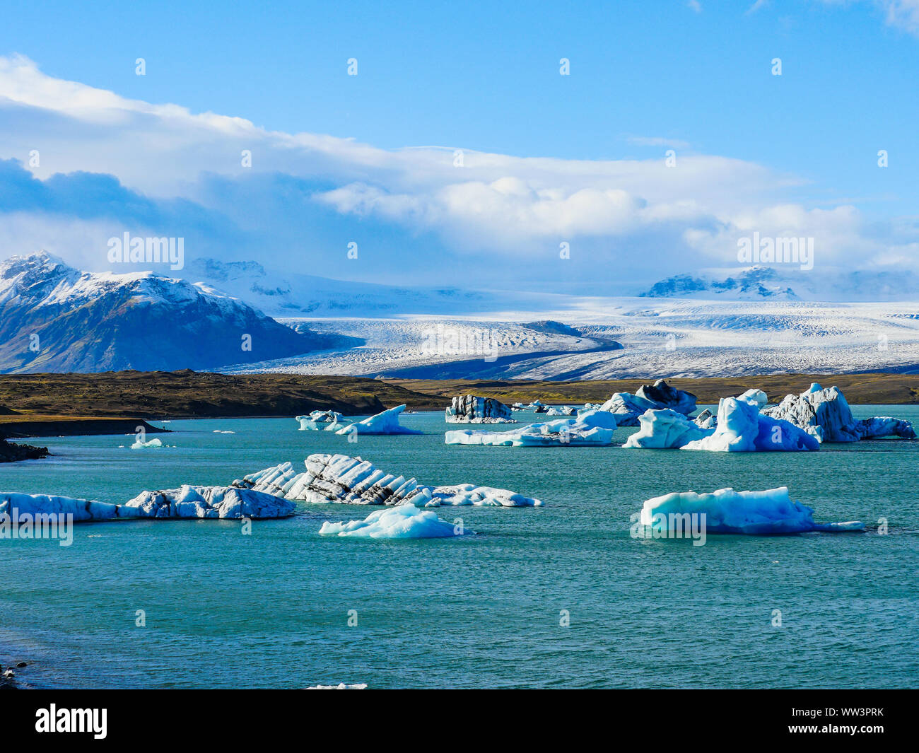 Iceland beautiful blue glacier lagoon in summer Stock Photo