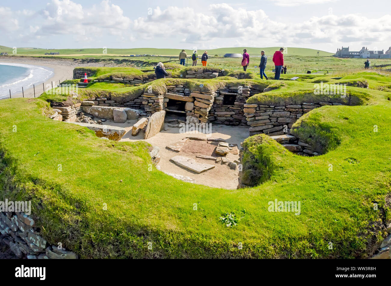 Skara Brae Neolitchic settlement  more than 5,000  years old is the best preserved Stone Age Neolithic village in northern Europe, Orkney, Scotland, U Stock Photo