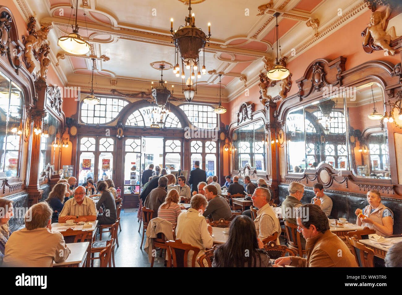 Interior of the Cafe Majestic, Porto, Portugal Stock Photo