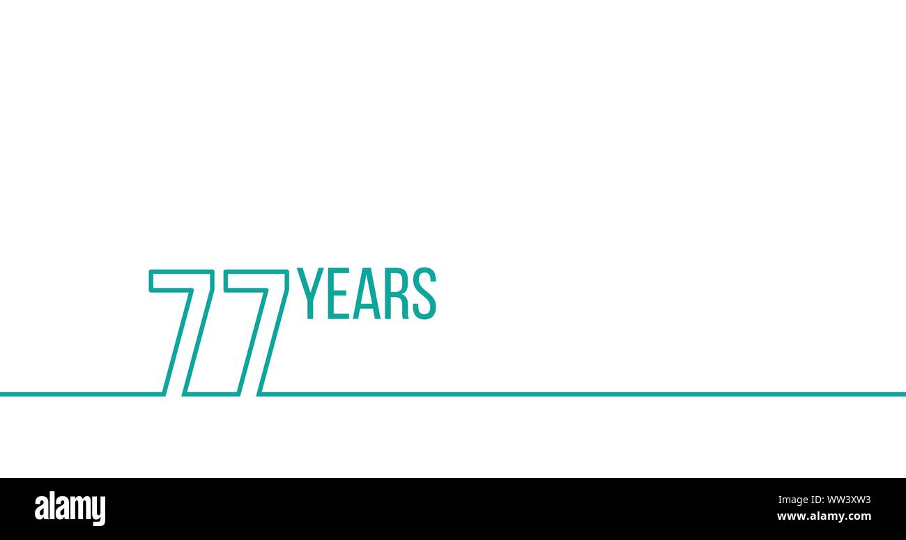 77 years anniversary or birthday. Linear outline graphics. Can be used ...