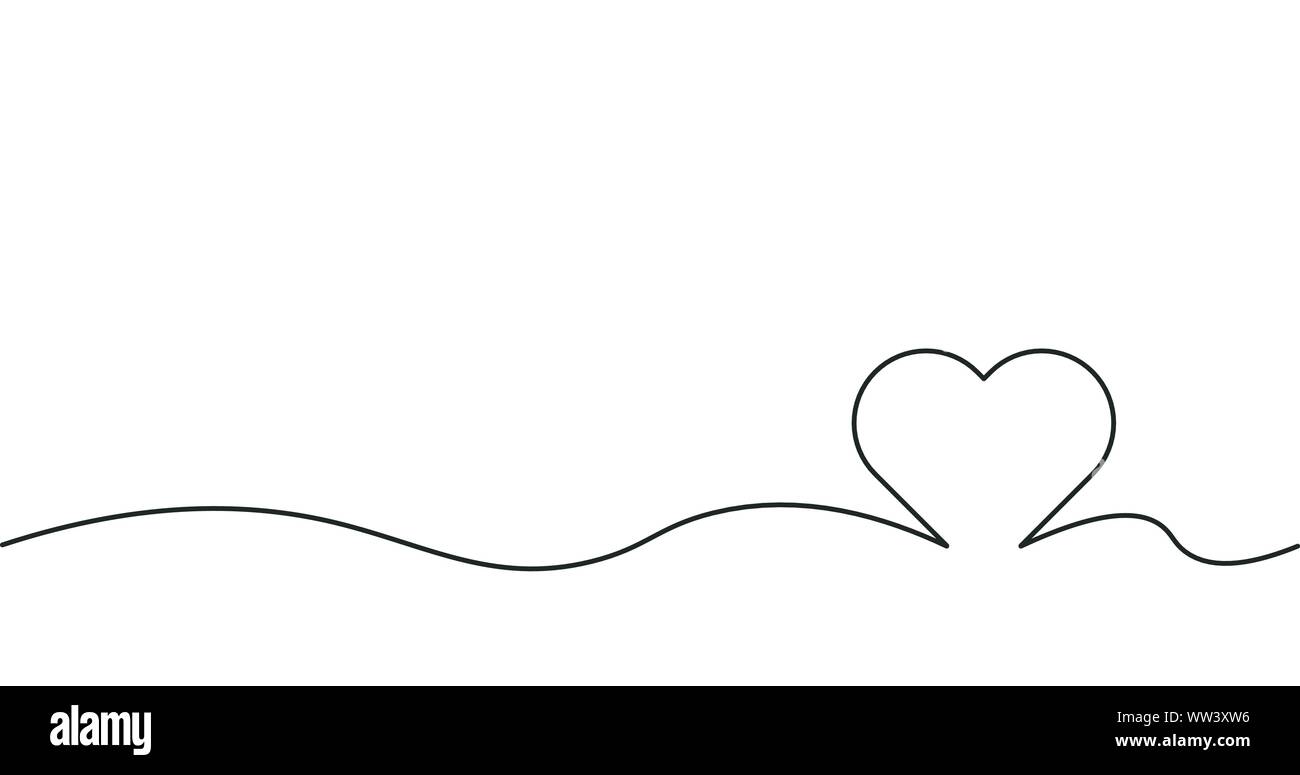 HD line heart, love, valentine romantic banner concept. Stock