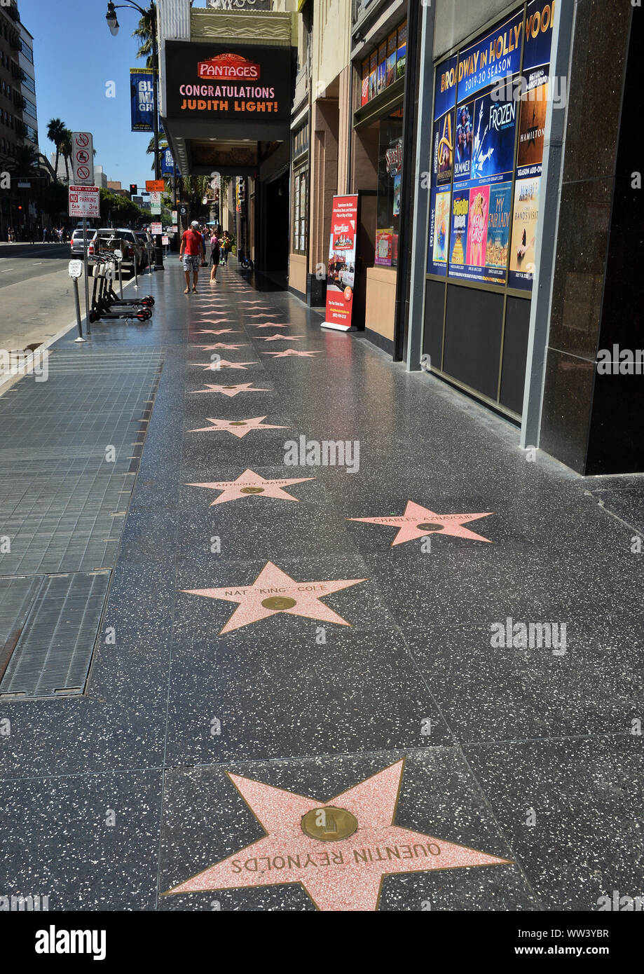 The marquee on the Pantages Theatre congratulates actress Judith Light's new star on the Hollywood Walk of Fame in Los Angeles on Thursday, September 12, 2019.   Photo by Jim Ruymen/UPI Stock Photo
