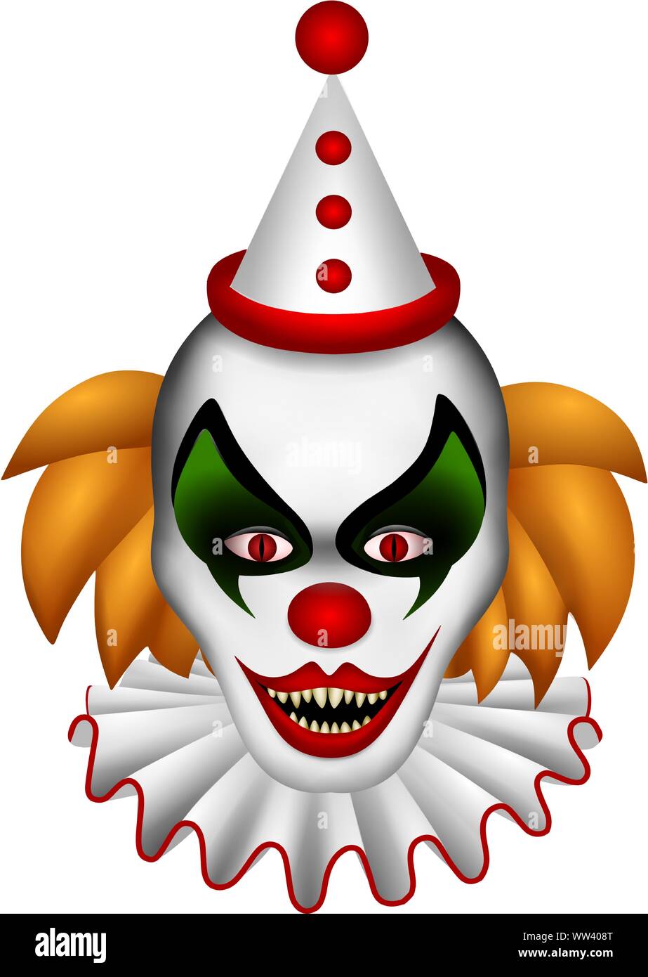 isolated creepy evil clown Stock Vector