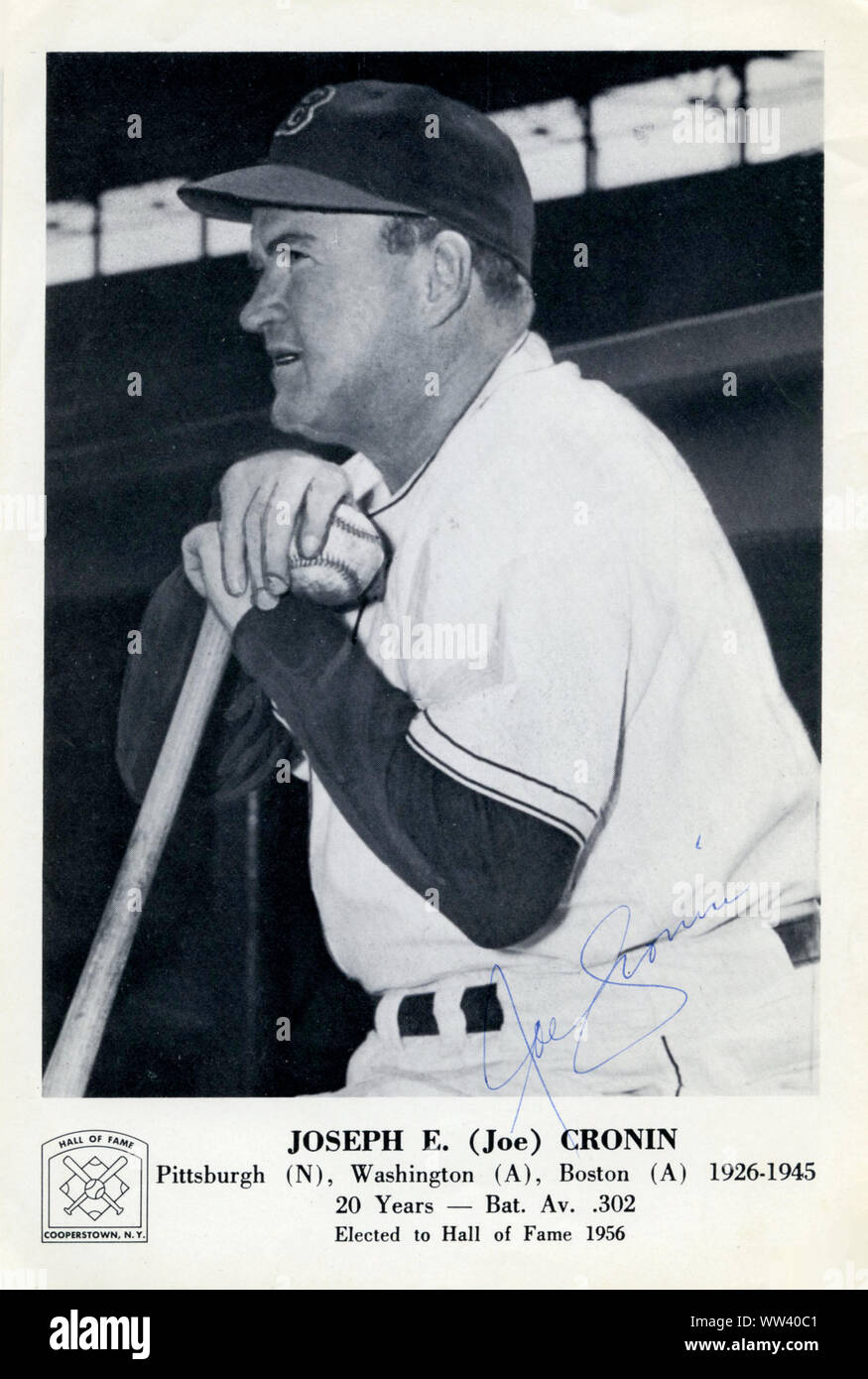 Joe Cronin is a Hall of Fame baseball player primarily with the Boston Red Sox who also was a manager and President of the American League Stock Photo