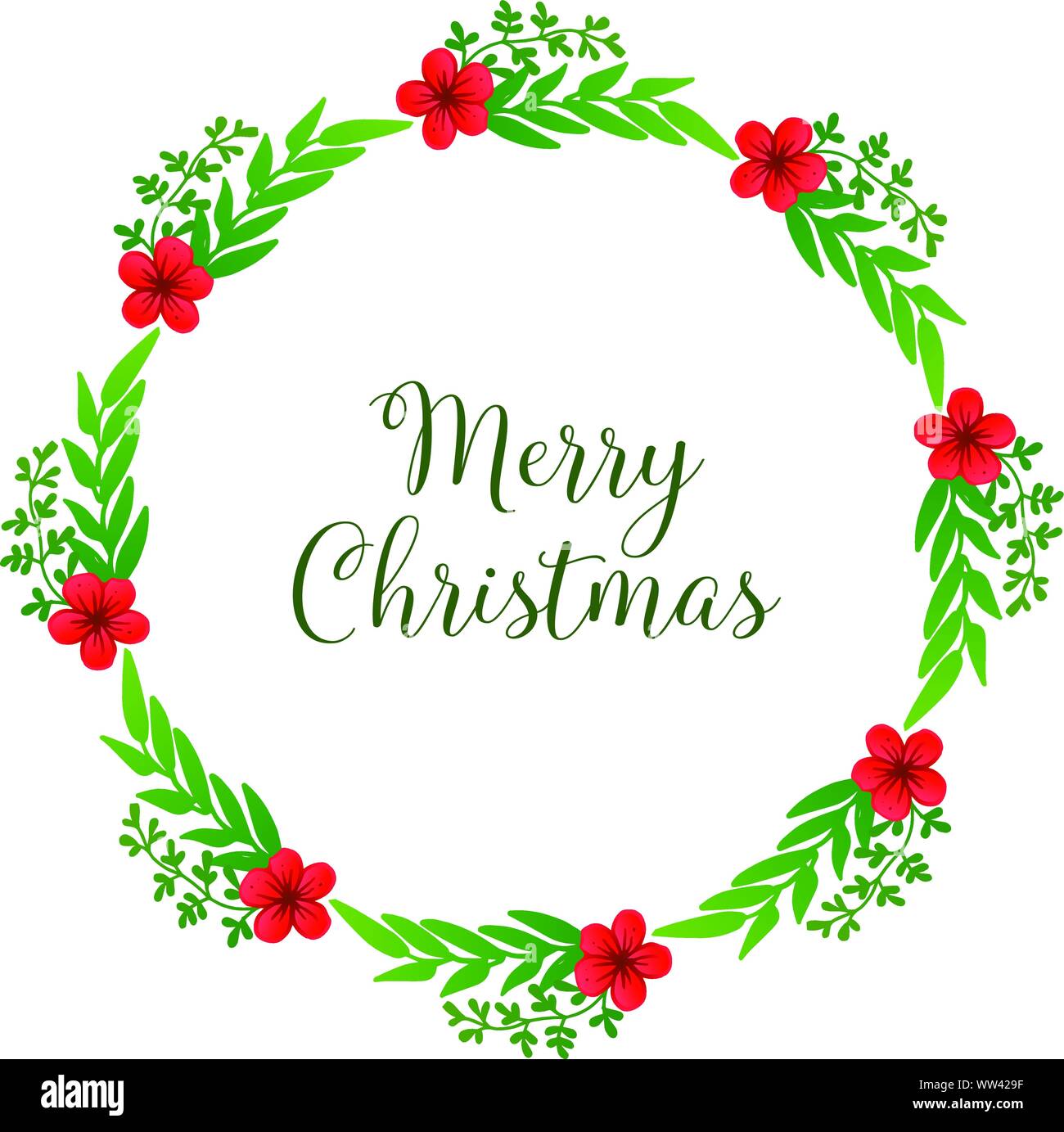 Template for card merry christmas, with design shape circle red floral ...