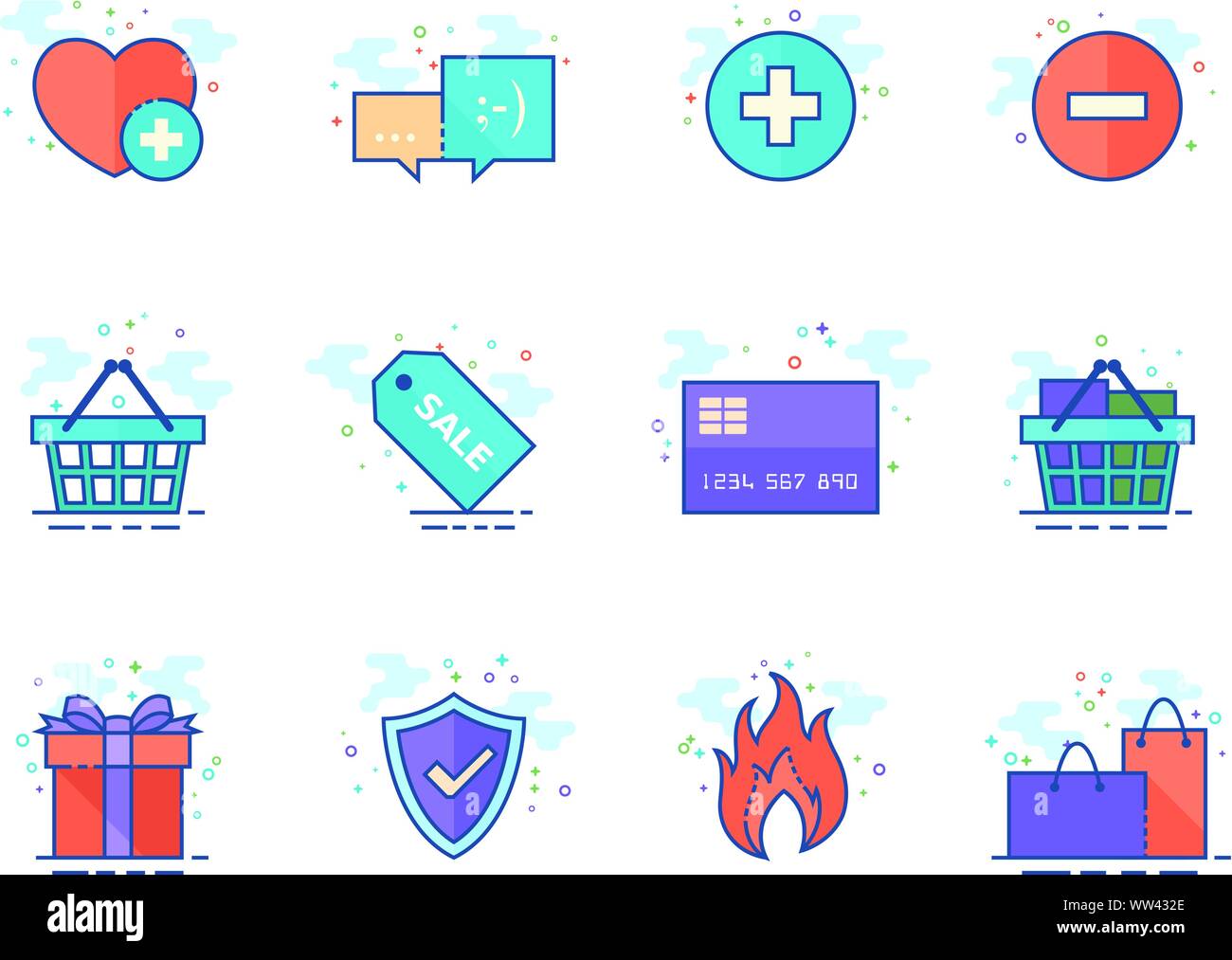 Ecommerce icon series in flat color style. Vector illustration. Stock Vector