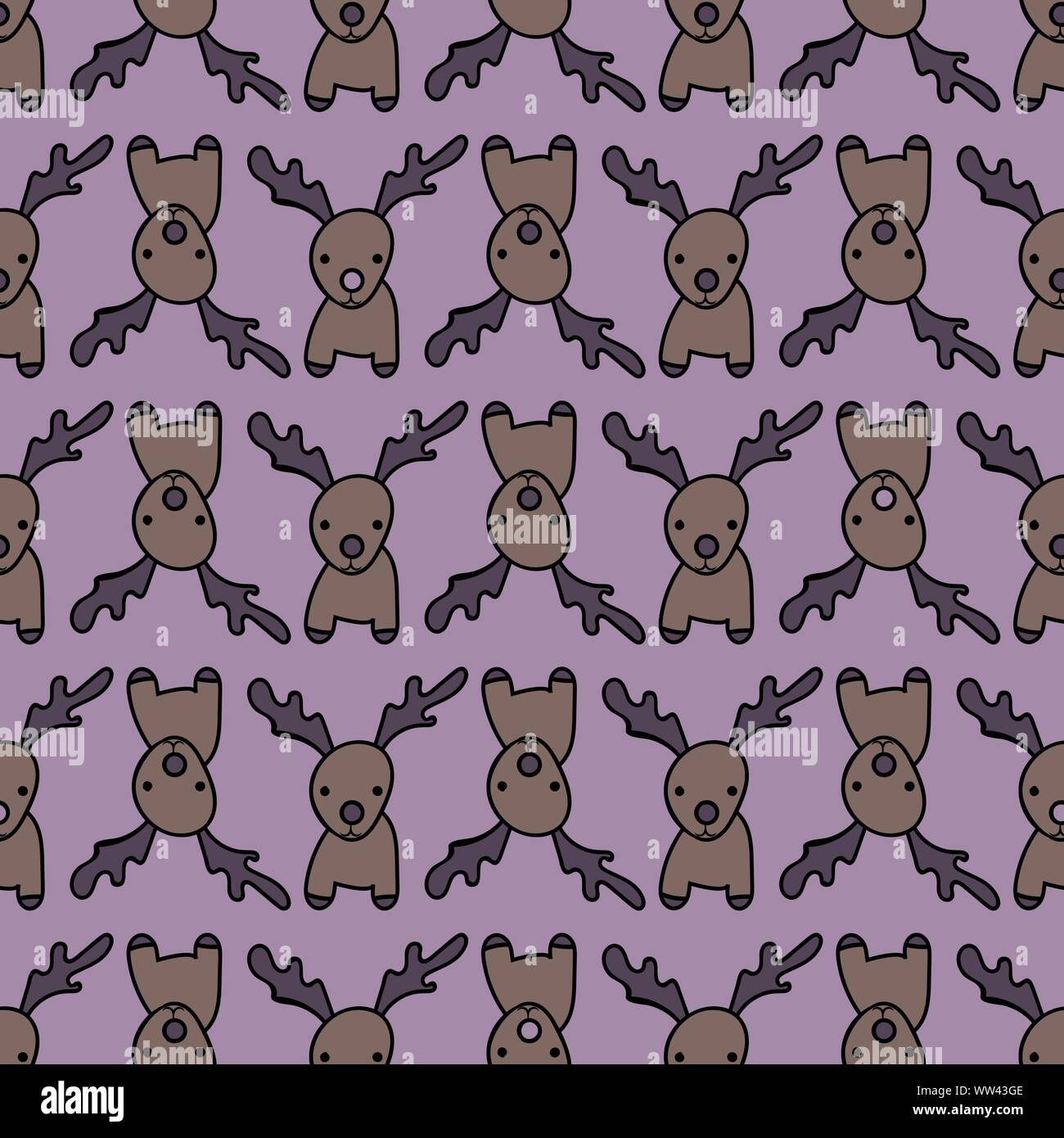 seamless vector christmas pattern with group of reindeers on pink ...