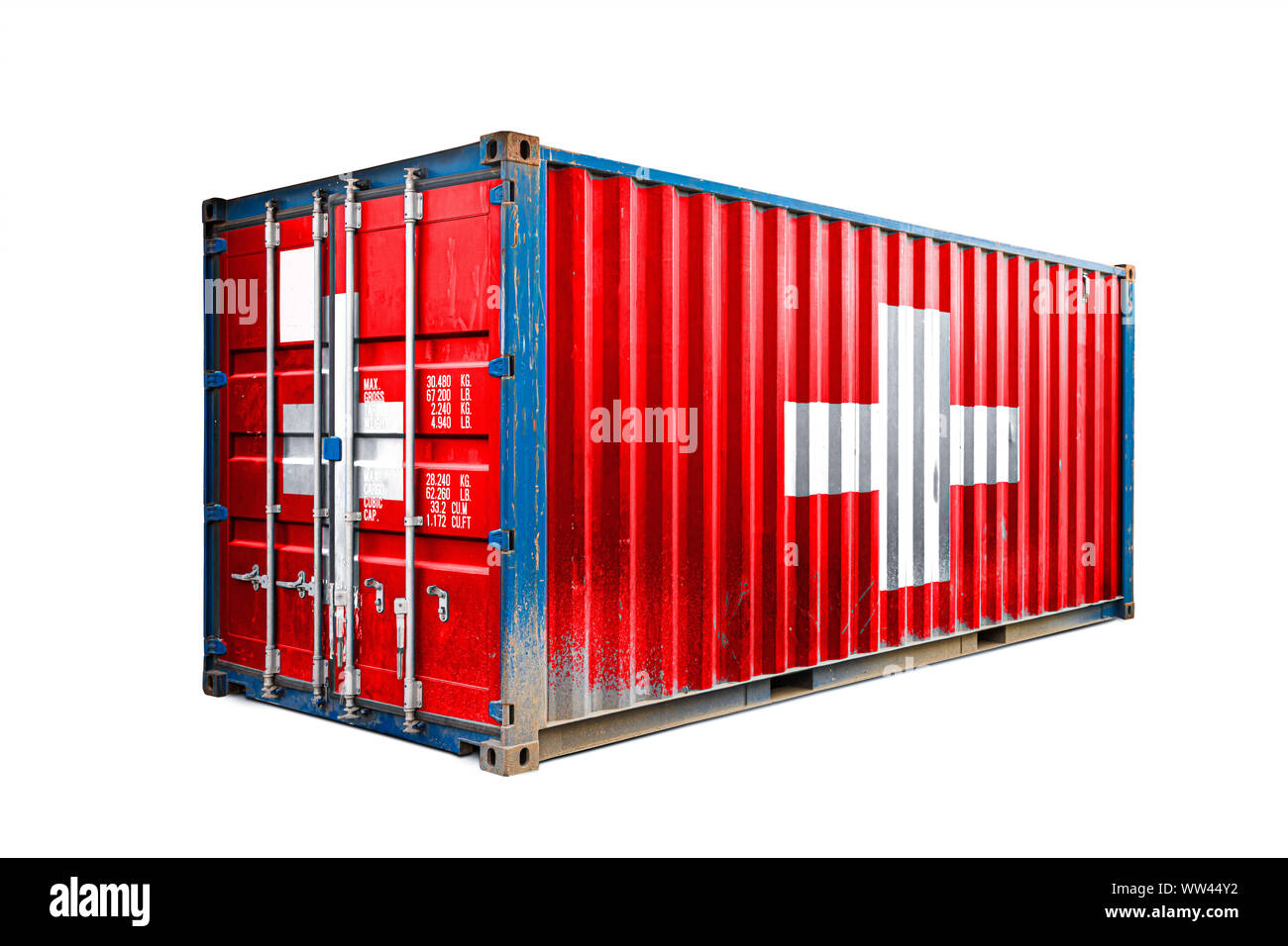 The concept of Switzerland export-import, container transporting and  national delivery of goods. The transporting container with the national  flag of Stock Photo - Alamy
